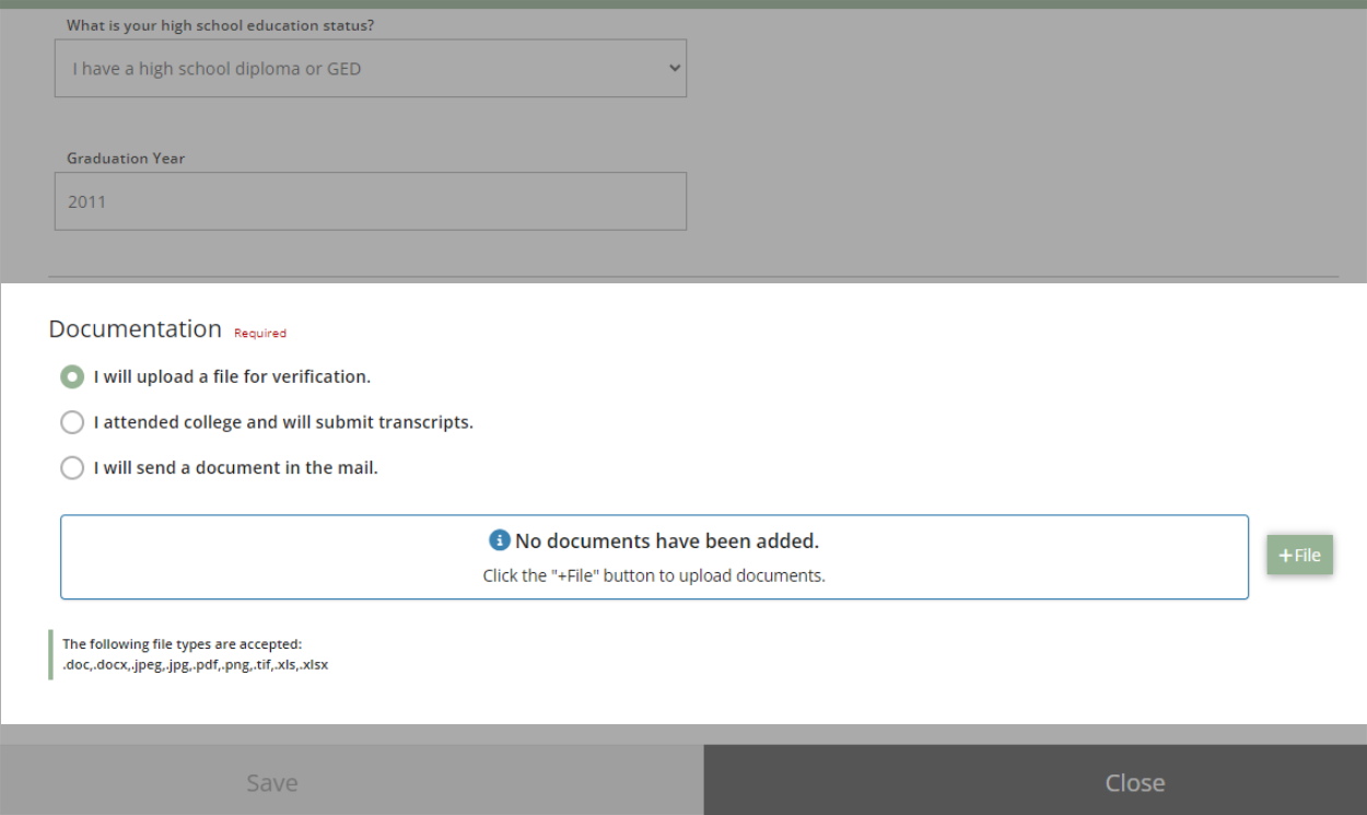 Uploading to the Education History Section Help Center