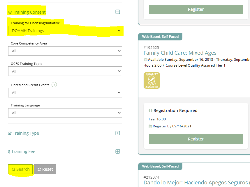 How do I use the PD Finder to find events that will count towards DOHMH